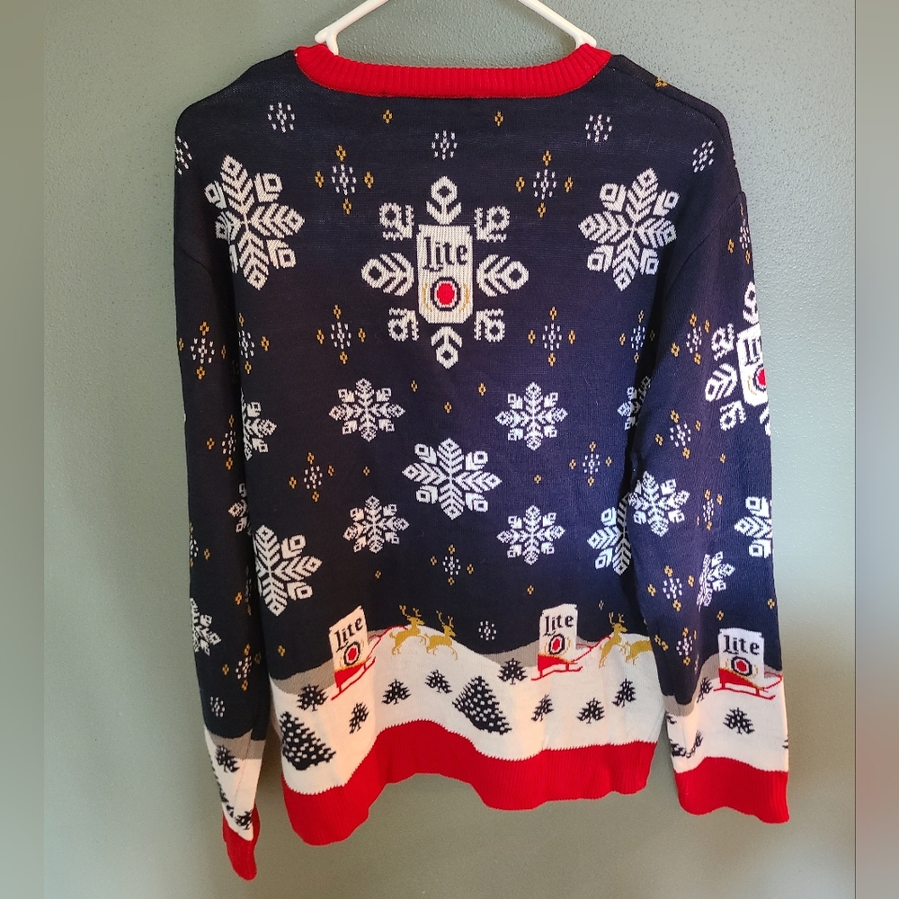 NWOT Miller Lite Holiday Ugly Sweater, Size Large - Picture 4 of 4